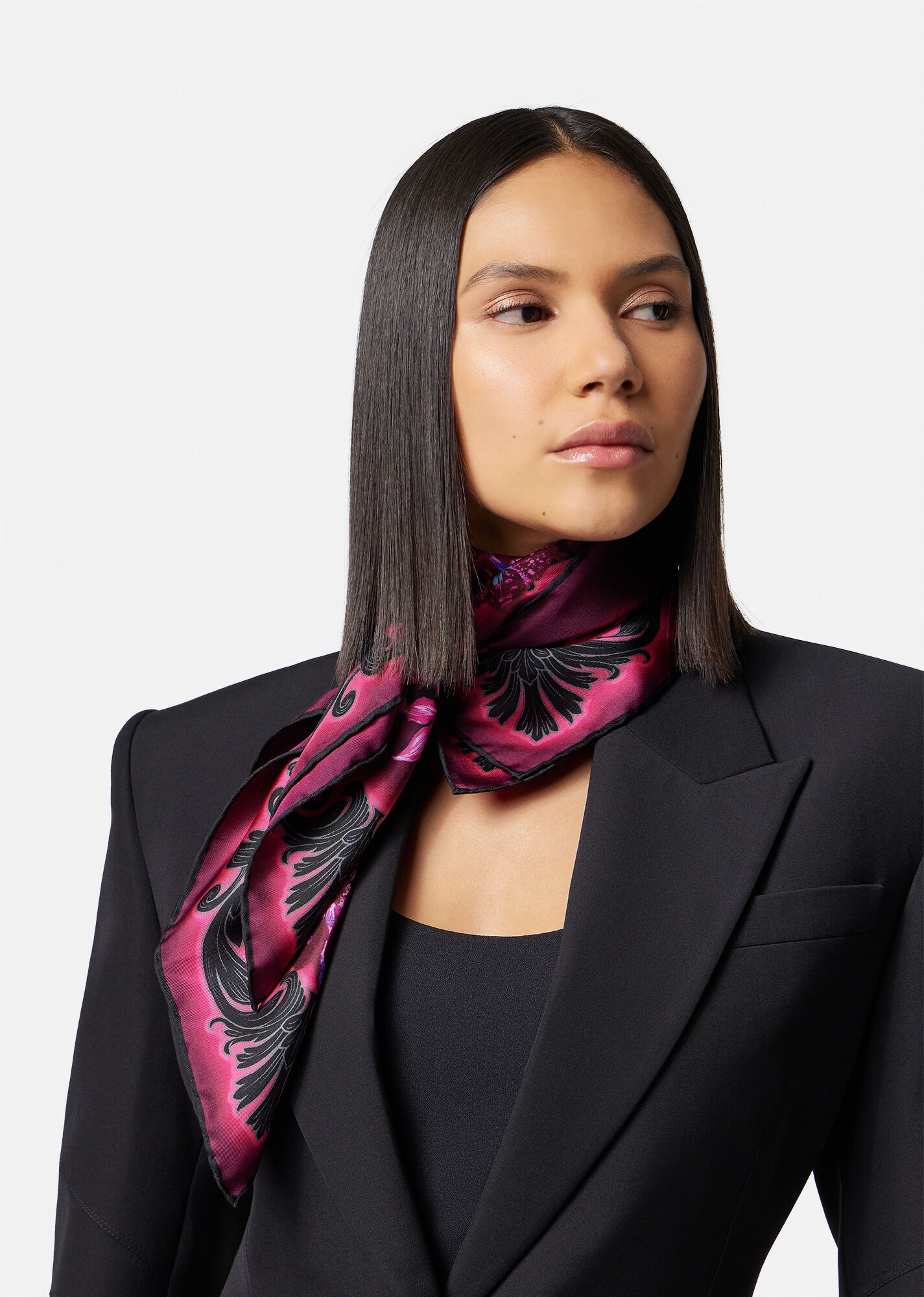 Orchid Barocco Large Silk Foulard - 3