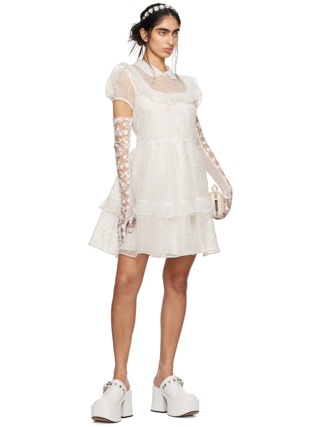 SSENSE Exclusive White Ruffled Minidress - 5