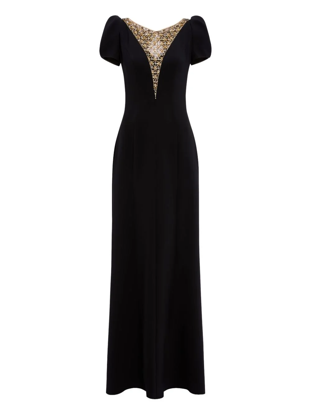puff-sleeve crystal-embellished maxi dress - 1