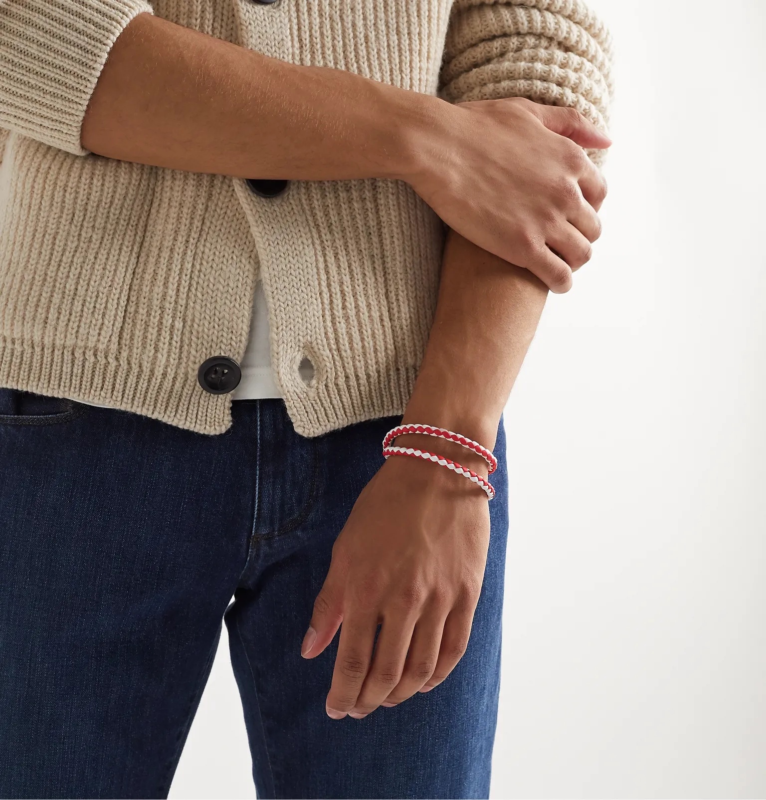 Woven Leather and Silver-Tone Wrap Bracelet - 2