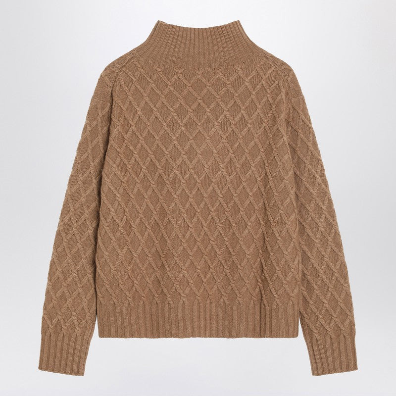 Max Mara Camel Cable Knit Turtleneck Jumper Women - 2