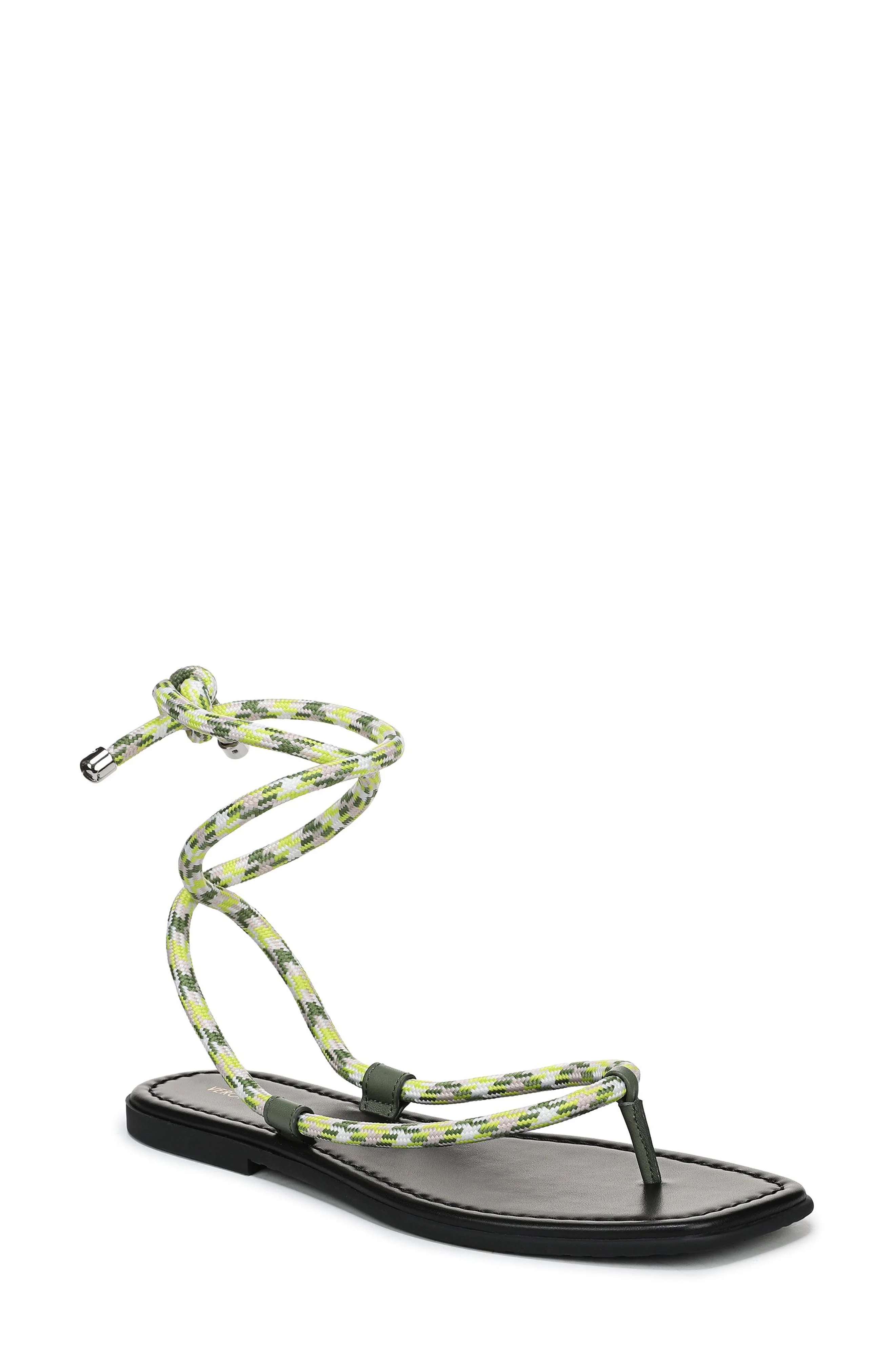 Veronica Beard Carmina Ankle Wrap Sandal in Lime Multi at Nordstrom - 1