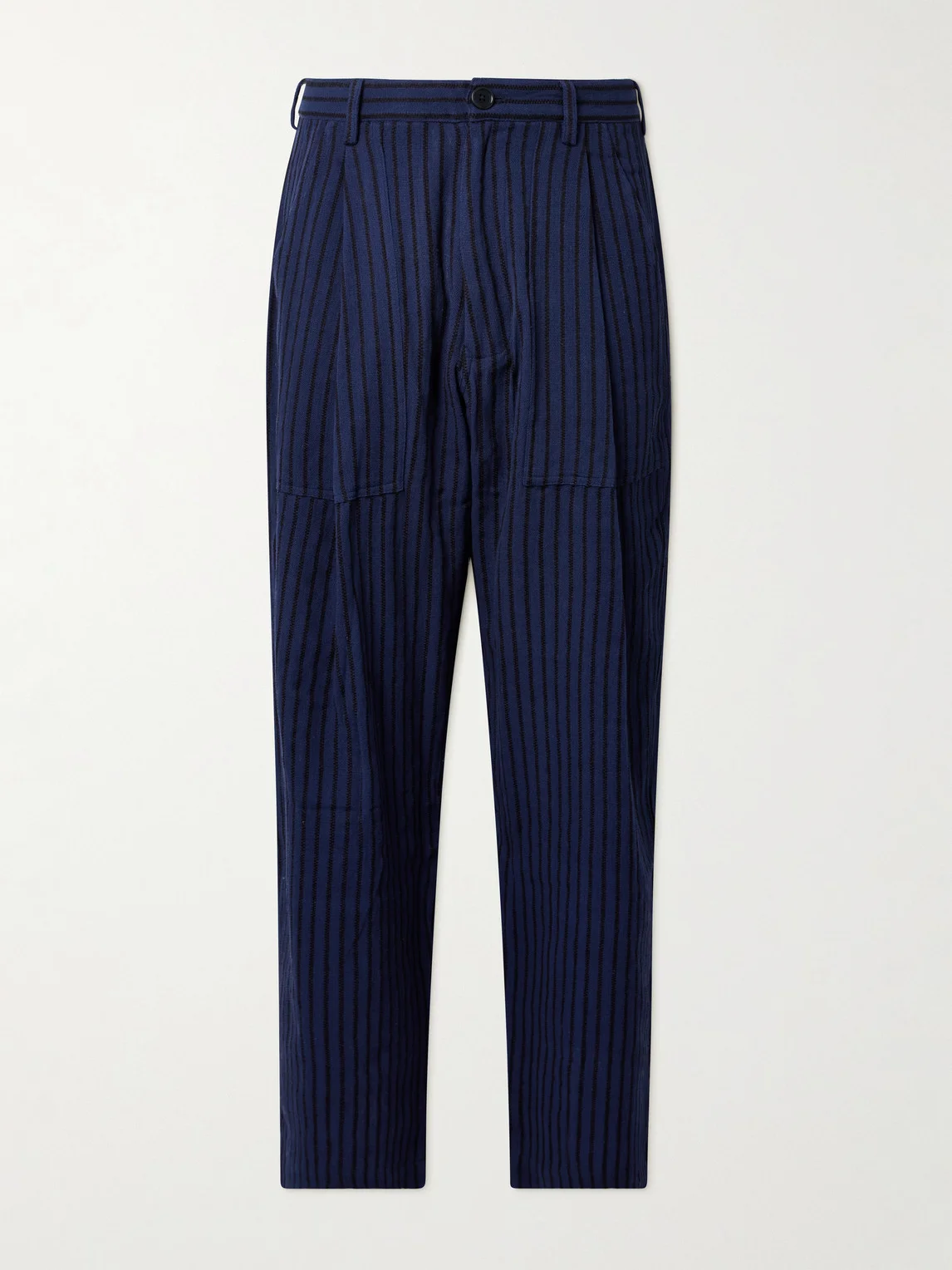Yuki Wide-Leg Pleated Striped Cotton Suit Trousers - 1