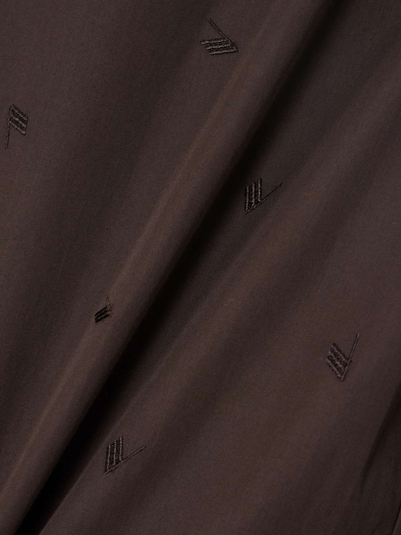 Embroidered cotton-blend poplin wide-leg pants Brown - 5