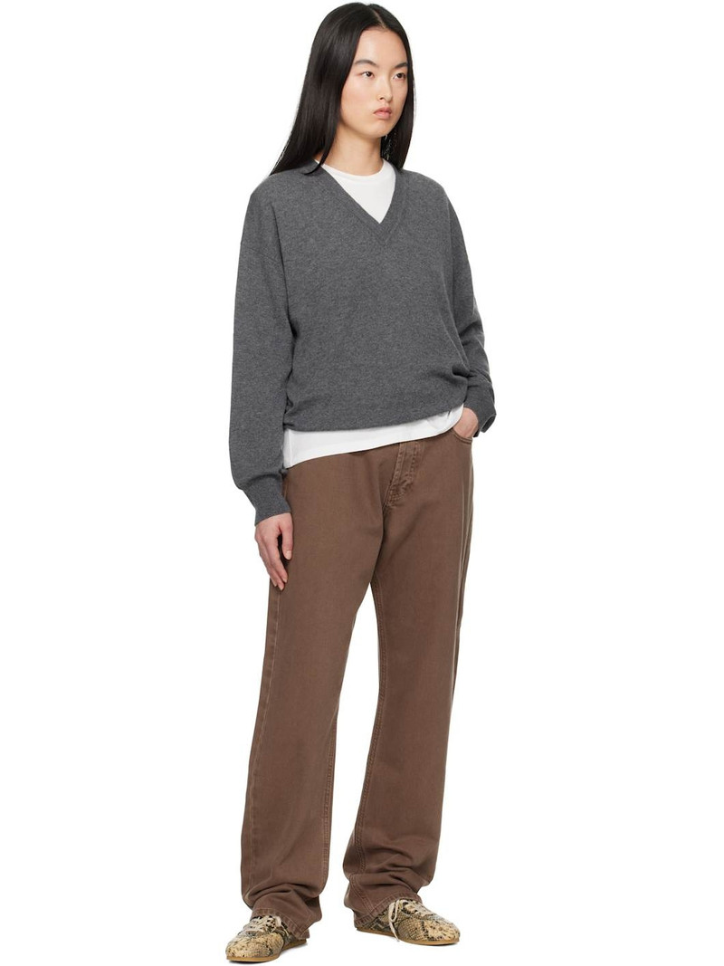 &DAUGHTER Gray Tahra Cashmere V-Neck Sweater outlook