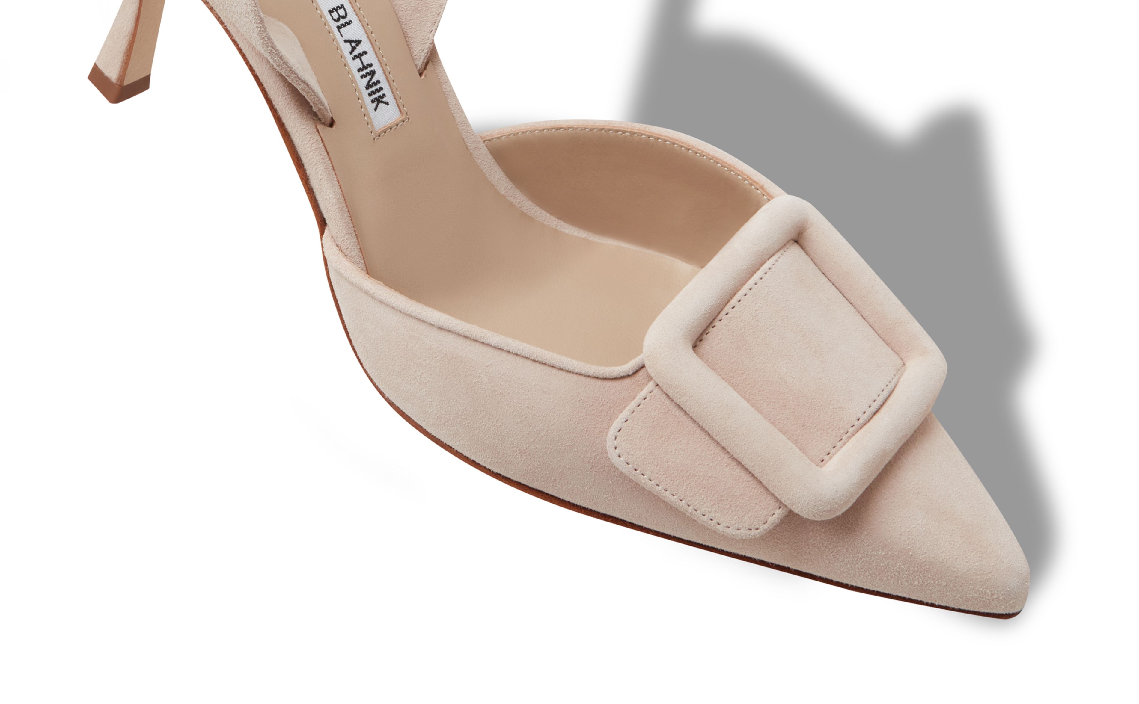 Light Beige Suede Slingback Pumps - 4