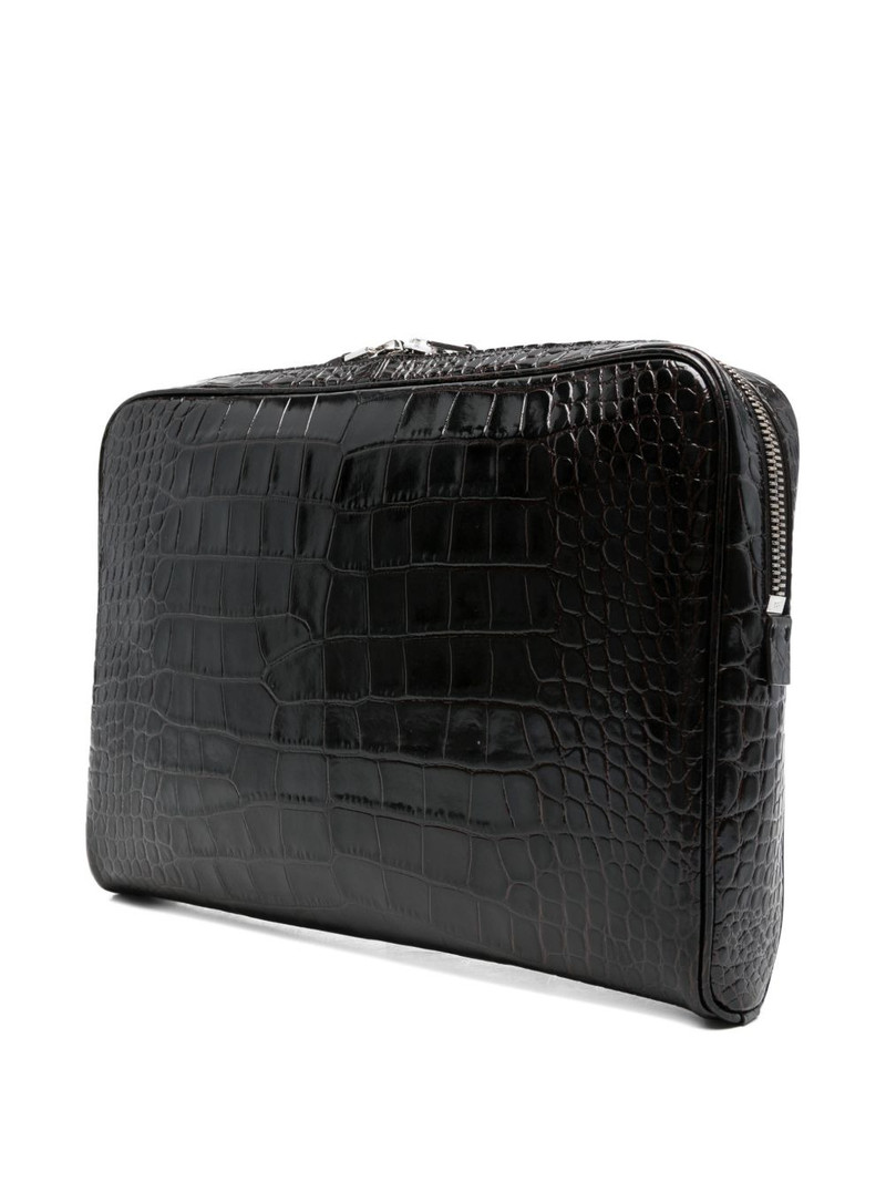 TOM FORD croc-effect logo-detail laptop bag outlook