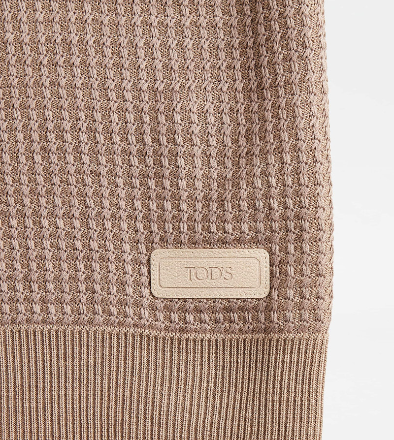 POLO SHIRT IN SILK BLEND KNIT - BEIGE, PINK 4