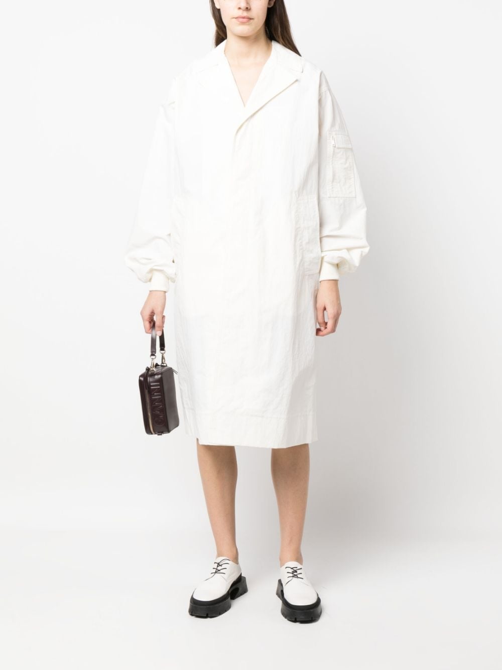 long puff-sleeve trench coat - 2