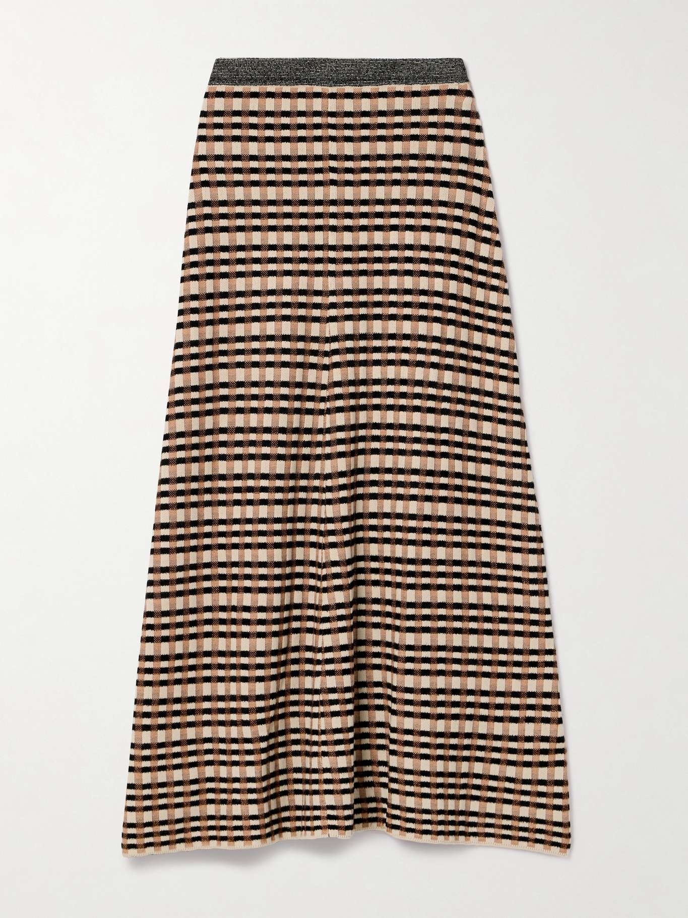 Amal checked jacquard-knit maxi skirt - 1