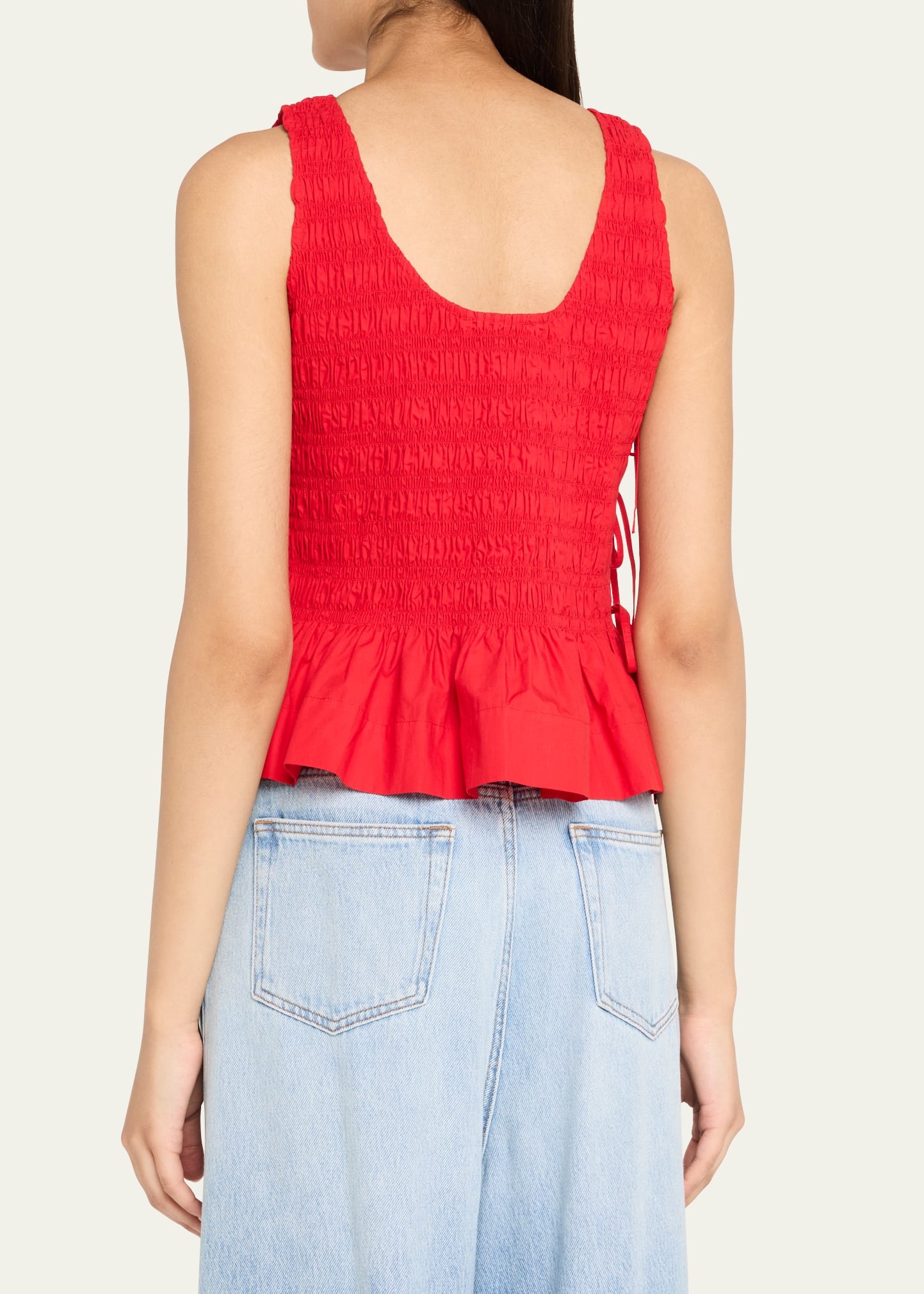 Smocked Side-Tie Peplum Top - 3