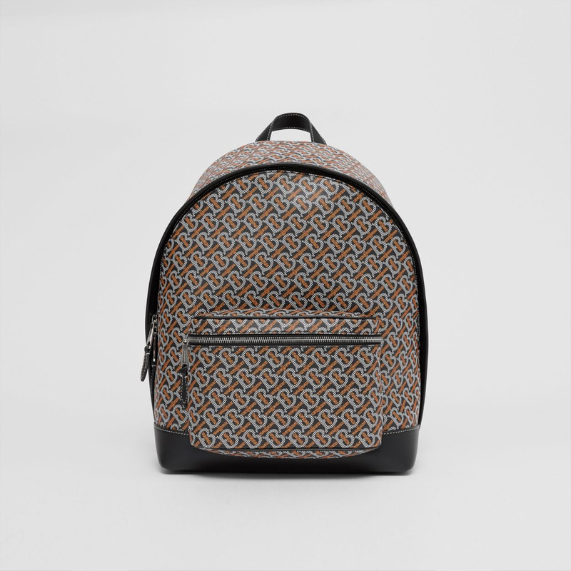 Monogram Print and Leather Backpack 1