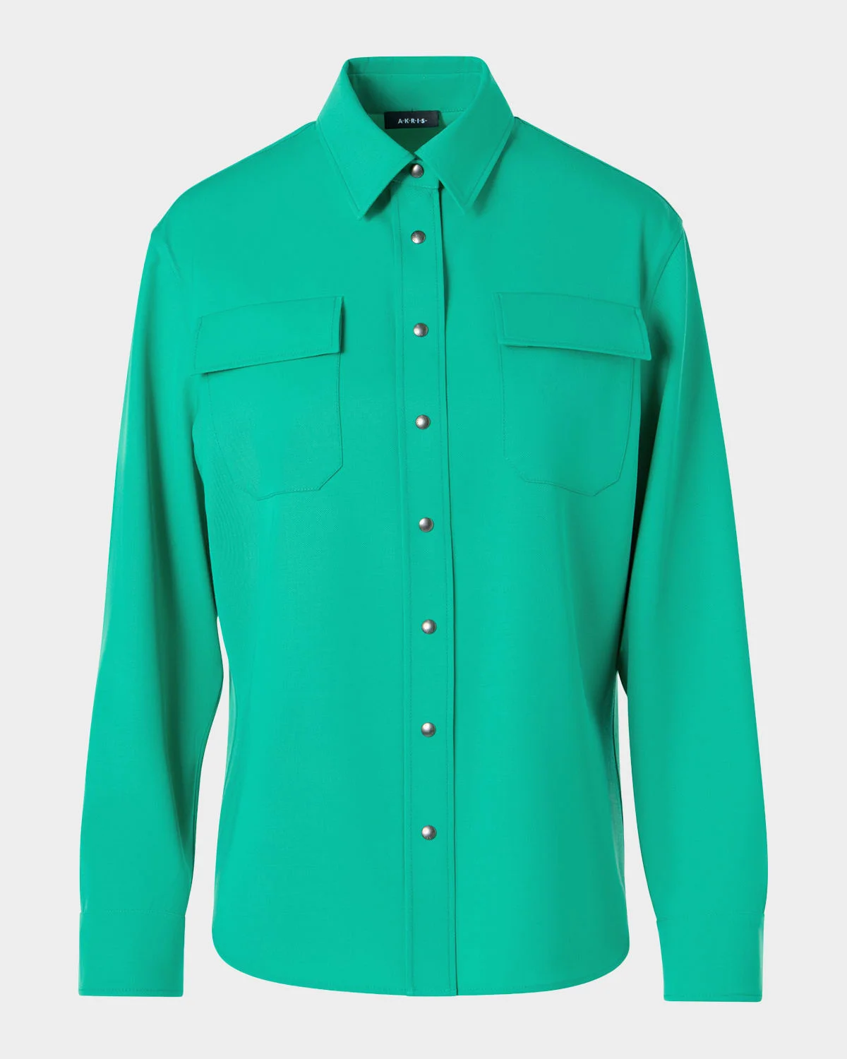 Wool Gabardine Button-Down Blouse - 1