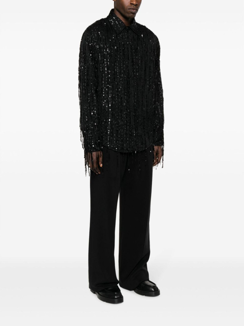 sequin-embellished straight-point collar shirt 3
