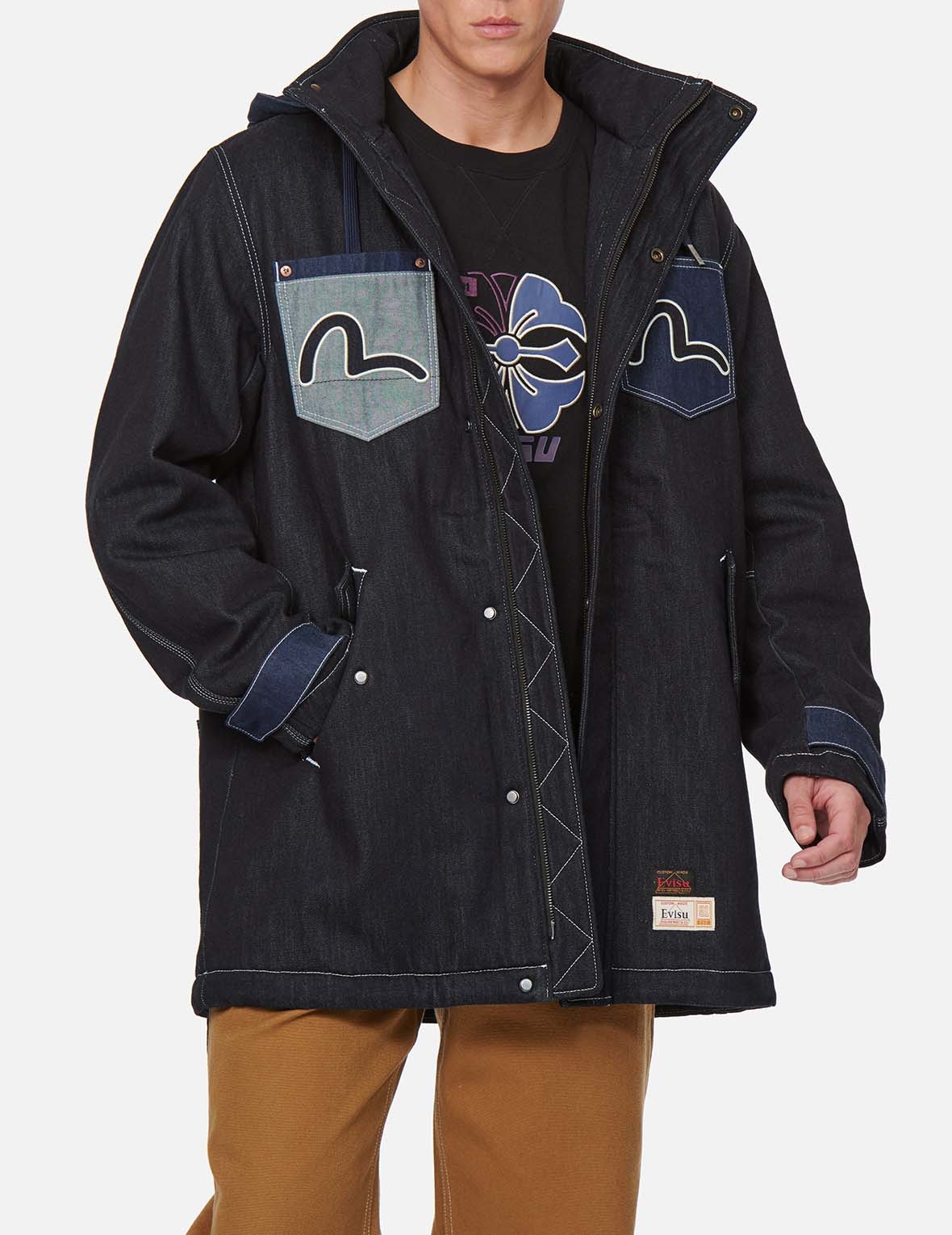 MULTI-POCKET DENIM PADDED COAT - 3
