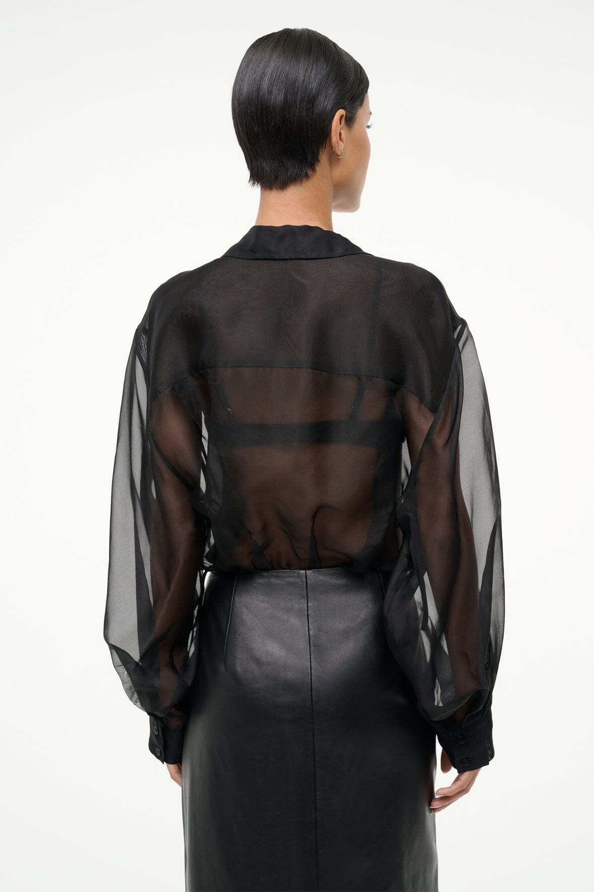 STAUD EVE SILK BODYSUIT BLACK - 4