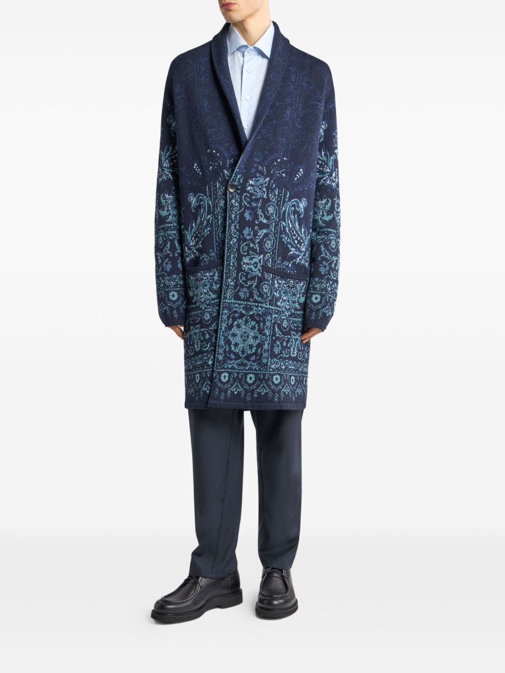 paisley-jacquard cardigan - 3