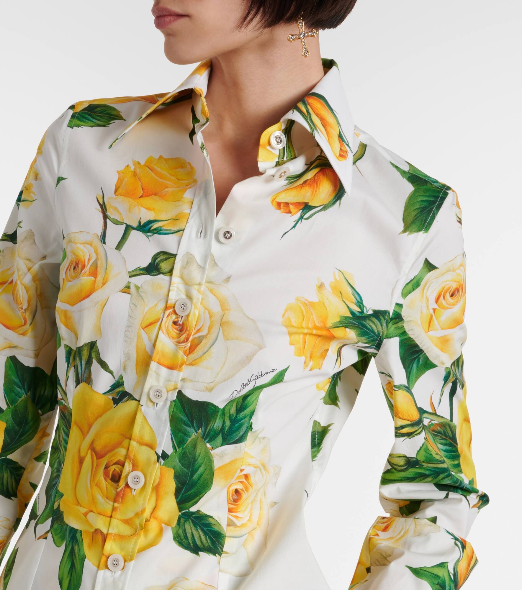 Floral cotton-blend poplin shirt - 4