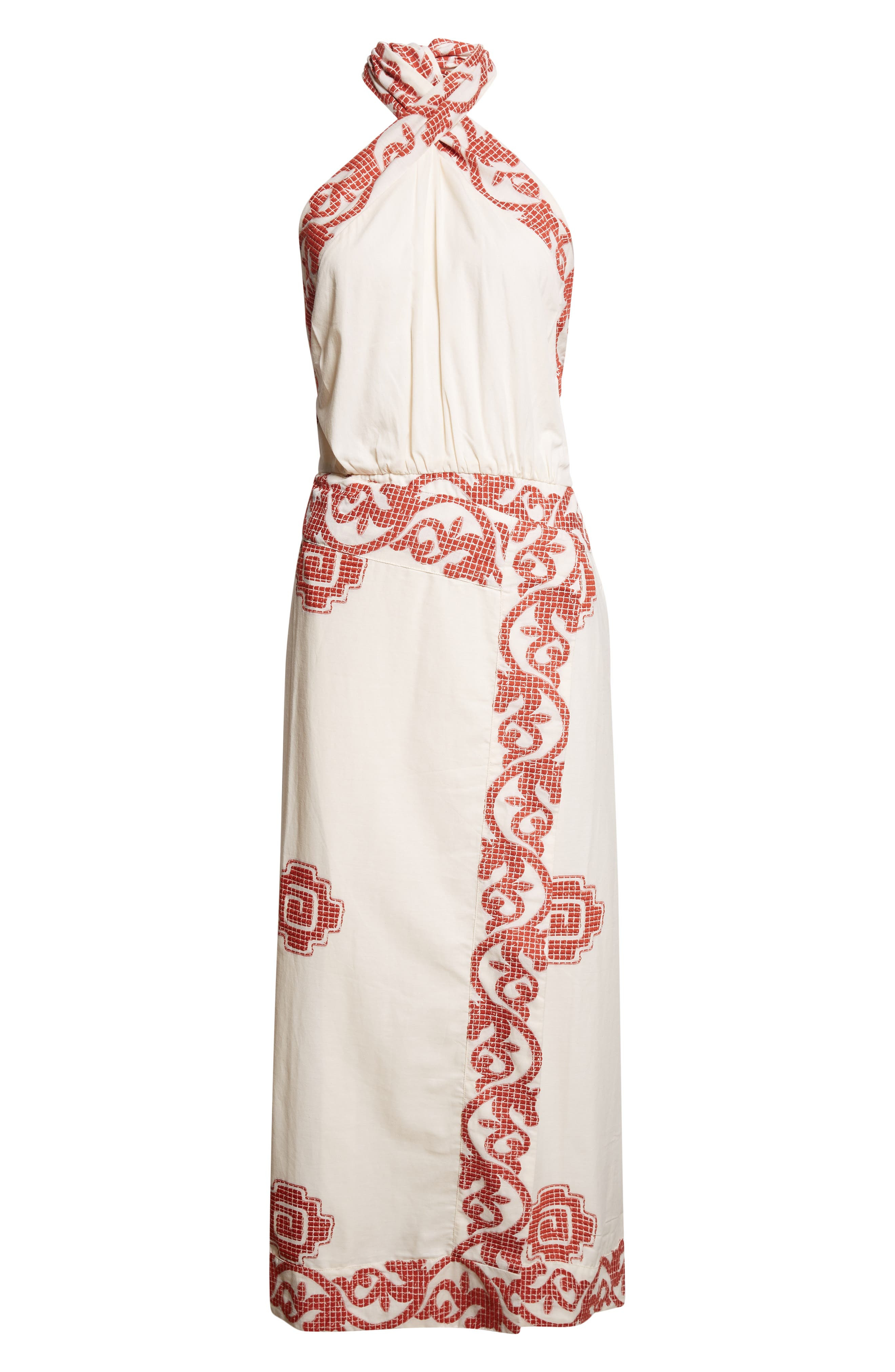 Johanna Ortiz Reinventing Cotton Halter Dress in Ecru/Red at Nordstrom - 5