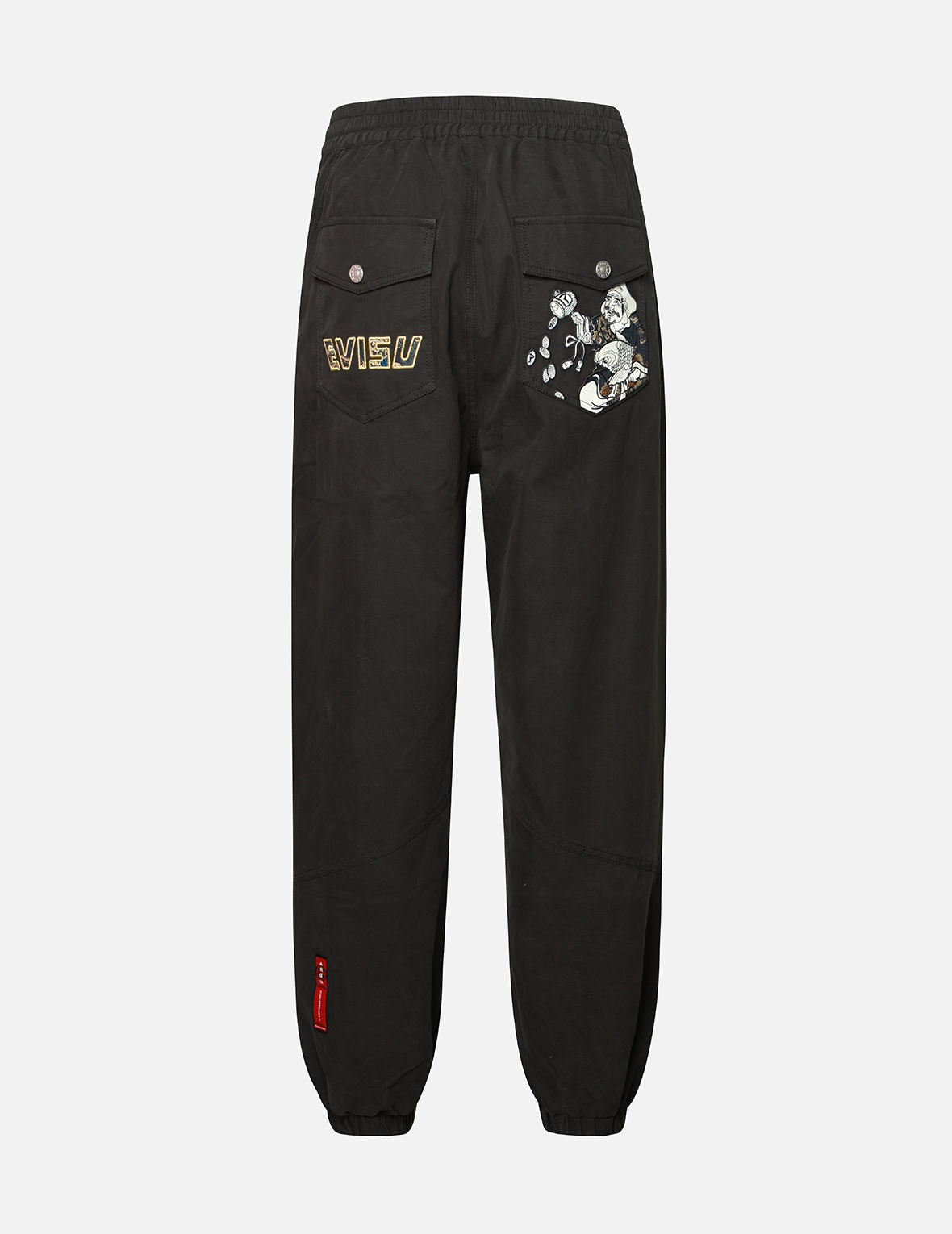 DAIKOKUTEN AND LOGO EMBROIDERY WITH BROCADE APPLIQUÉ LOOSE FIT JOGGER PANTS - 1