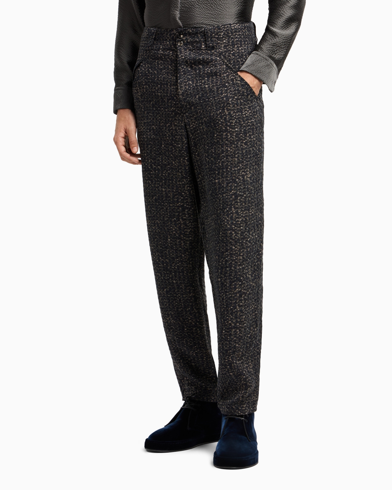 ASV PRINTED CUPRO FLAT-FRONT TROUSERS - 4