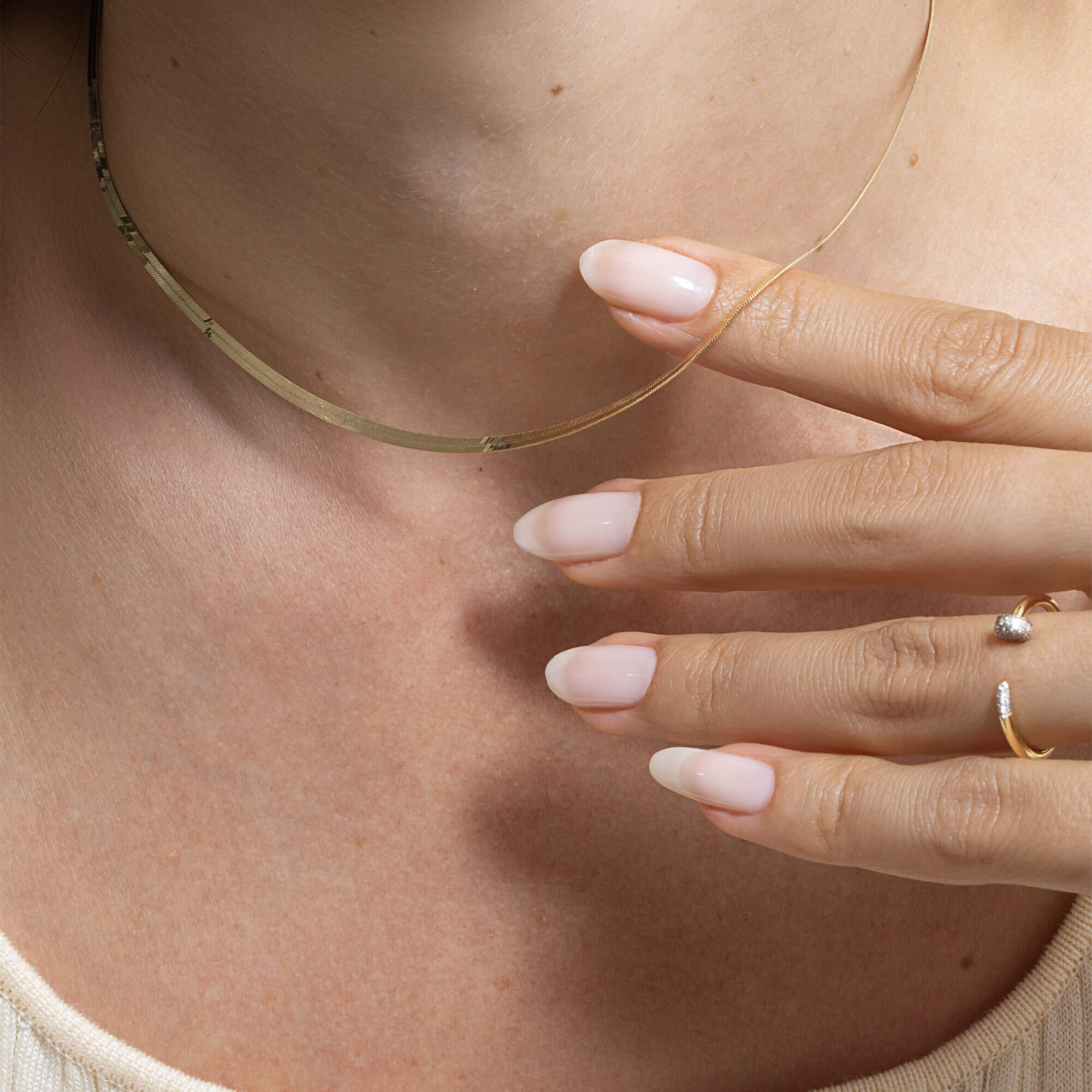 Golden Glow Herringbone Necklace - 7