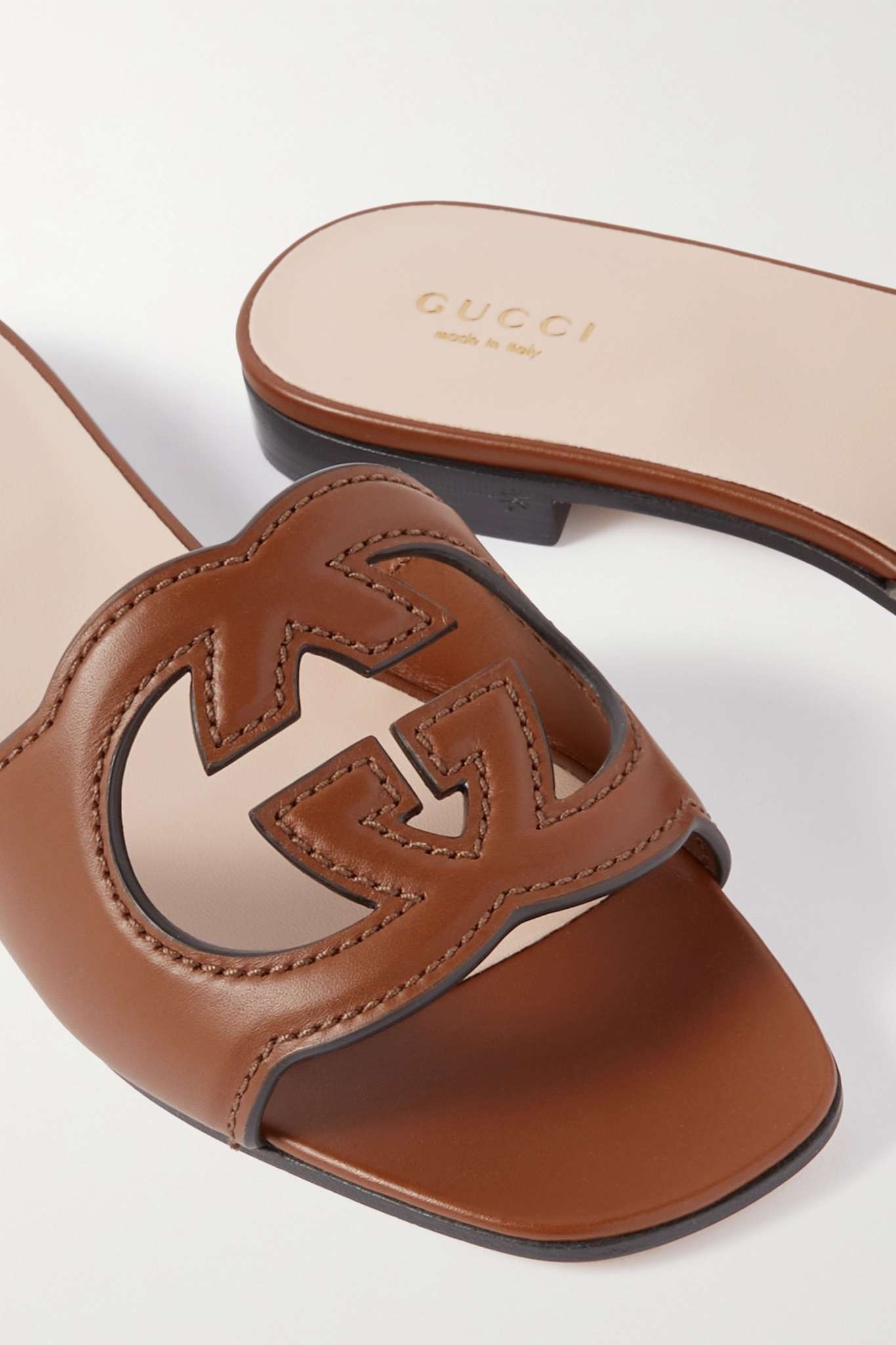 Cutout leather slides - 4