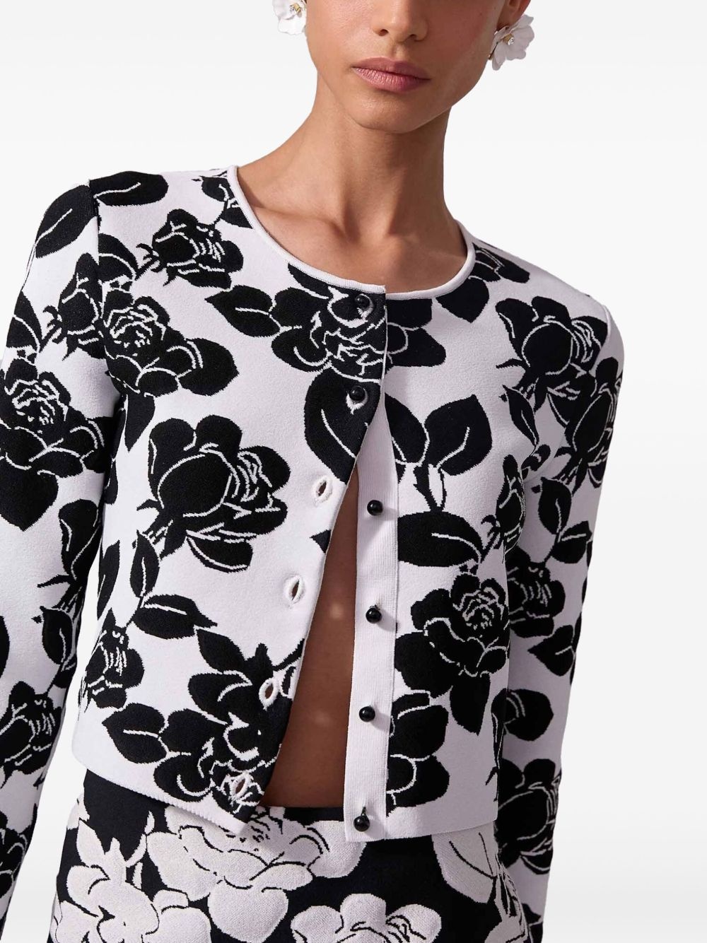 floral-jacquard cardigan - 4
