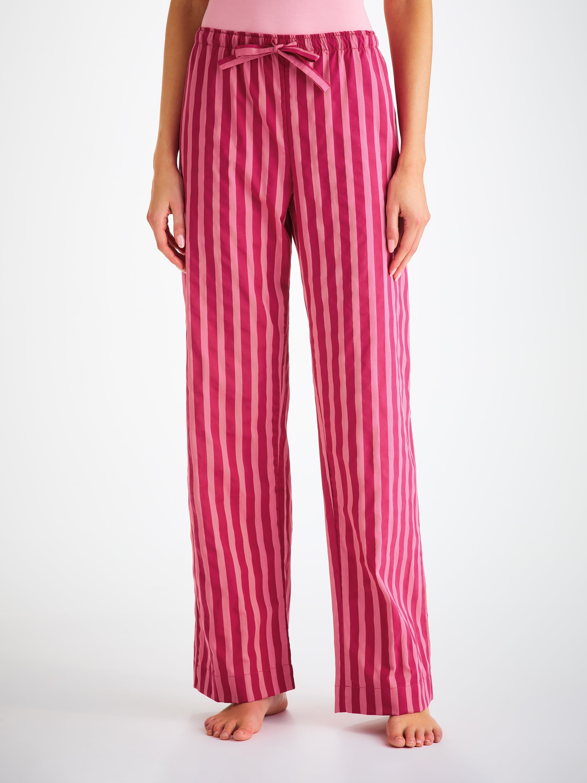 Women's Lounge Pants Capri 25 Cotton Batiste Pink - 2