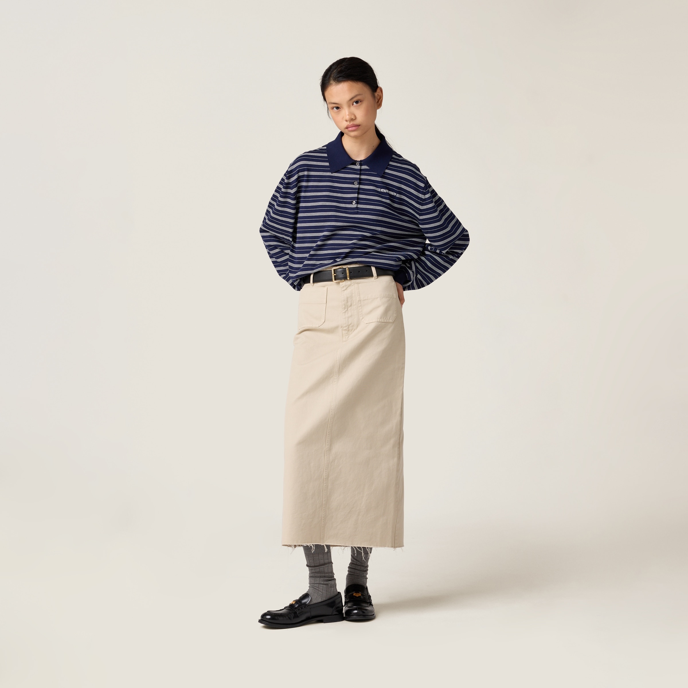 Garment-dyed gabardine midi-skirt - 2