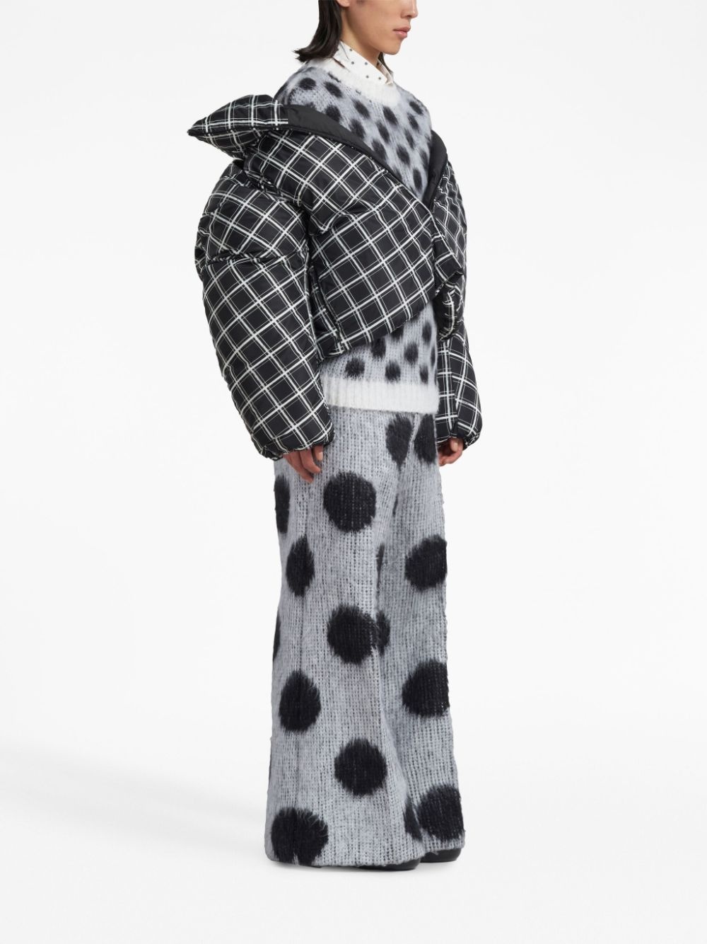 check-print padded jacket - 2