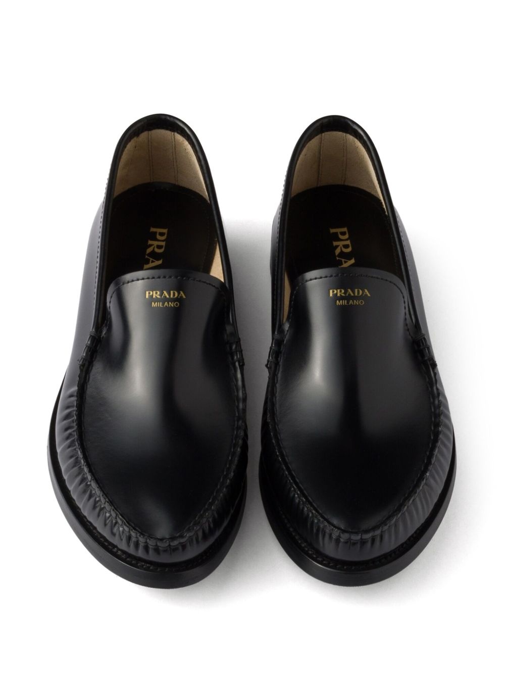 brushed leather loafers - 4
