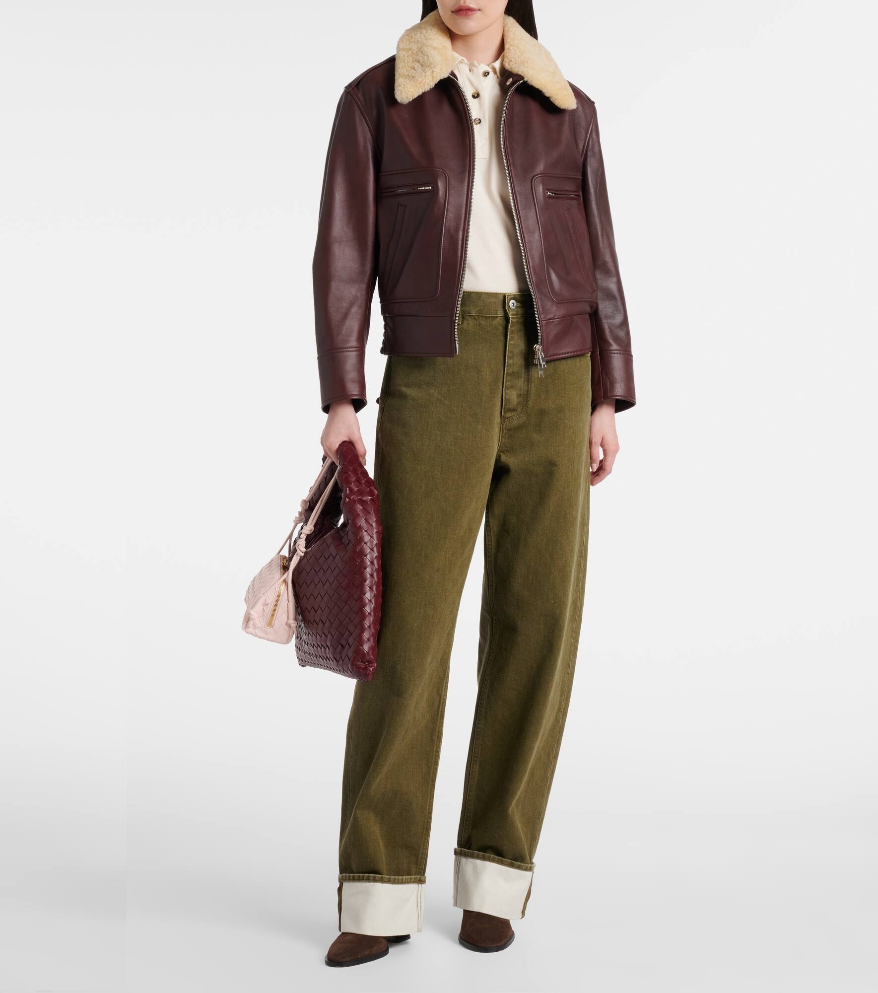 Shearling-trimmed leather blouson - 2
