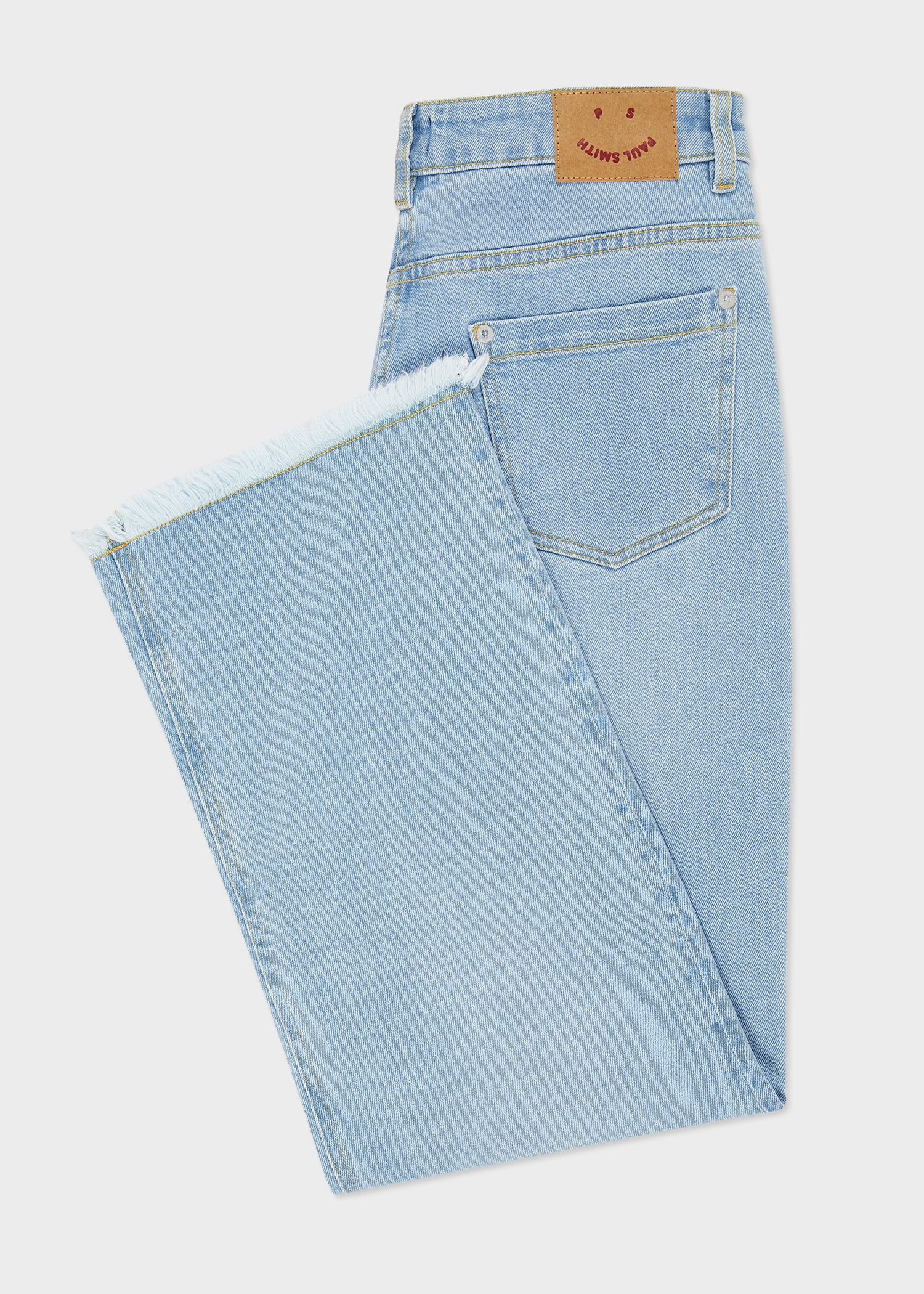 Women's Wide Leg Jeans With Frayed Hem - 2