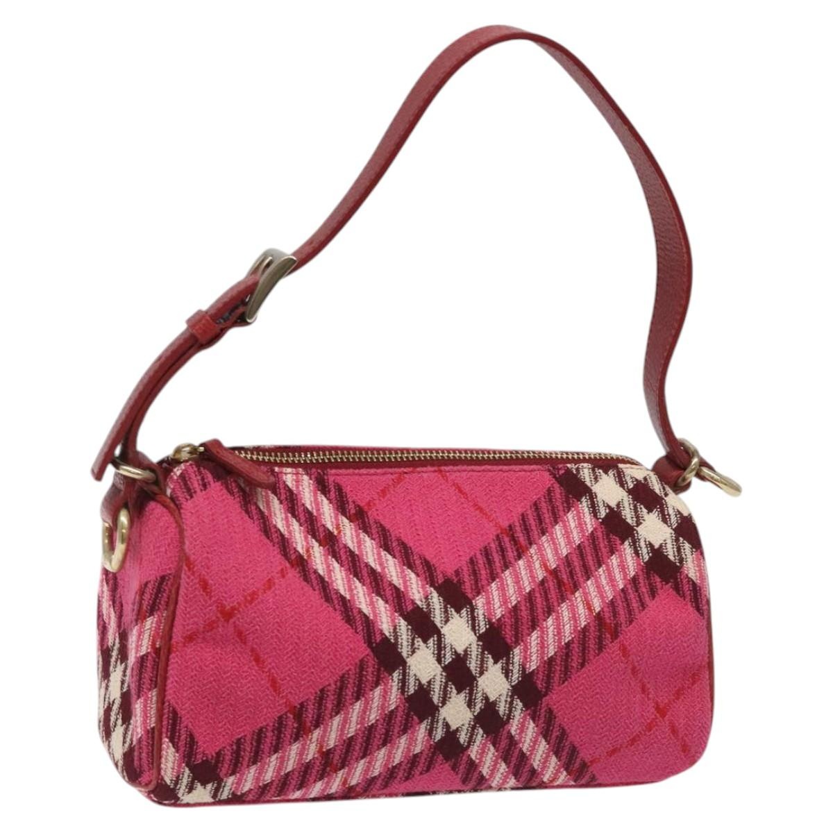 Burberry Nova Check Blue Label Hand Bag Canvas Pink Gold - 1