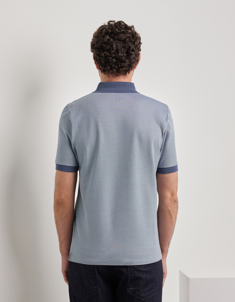 BRIANZA GREEN AND GRAY PURE COTTON POLO SHIRT WITH SAIL COLLAR 3