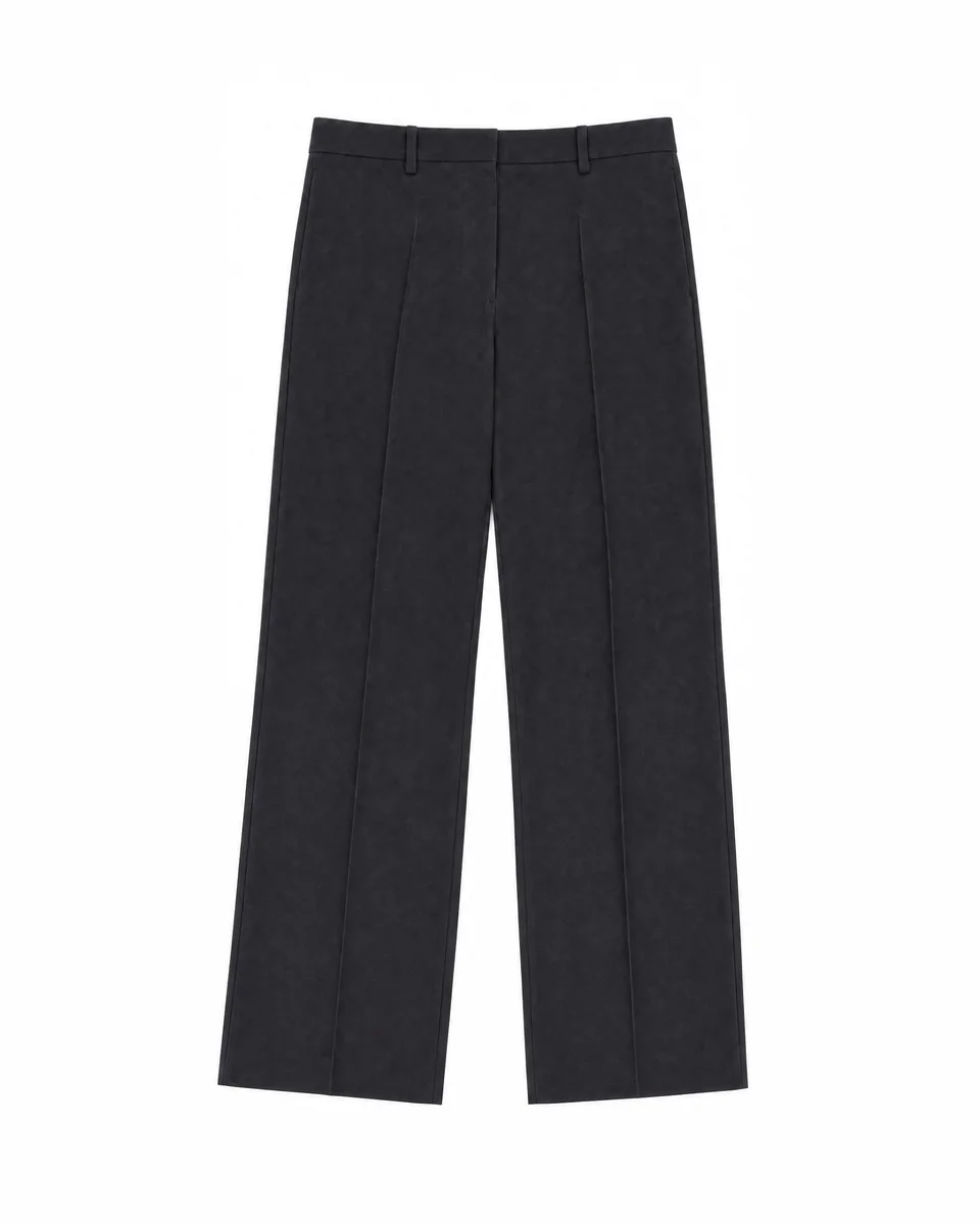 BLACK WIDE-LEG WOOL SUIT PANTS - 1