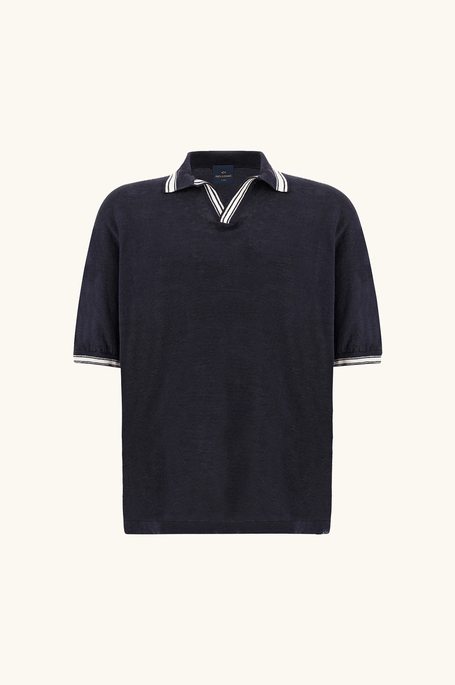 POLO SHIRT WITH OPEN COLLAR IN LINEN - 1