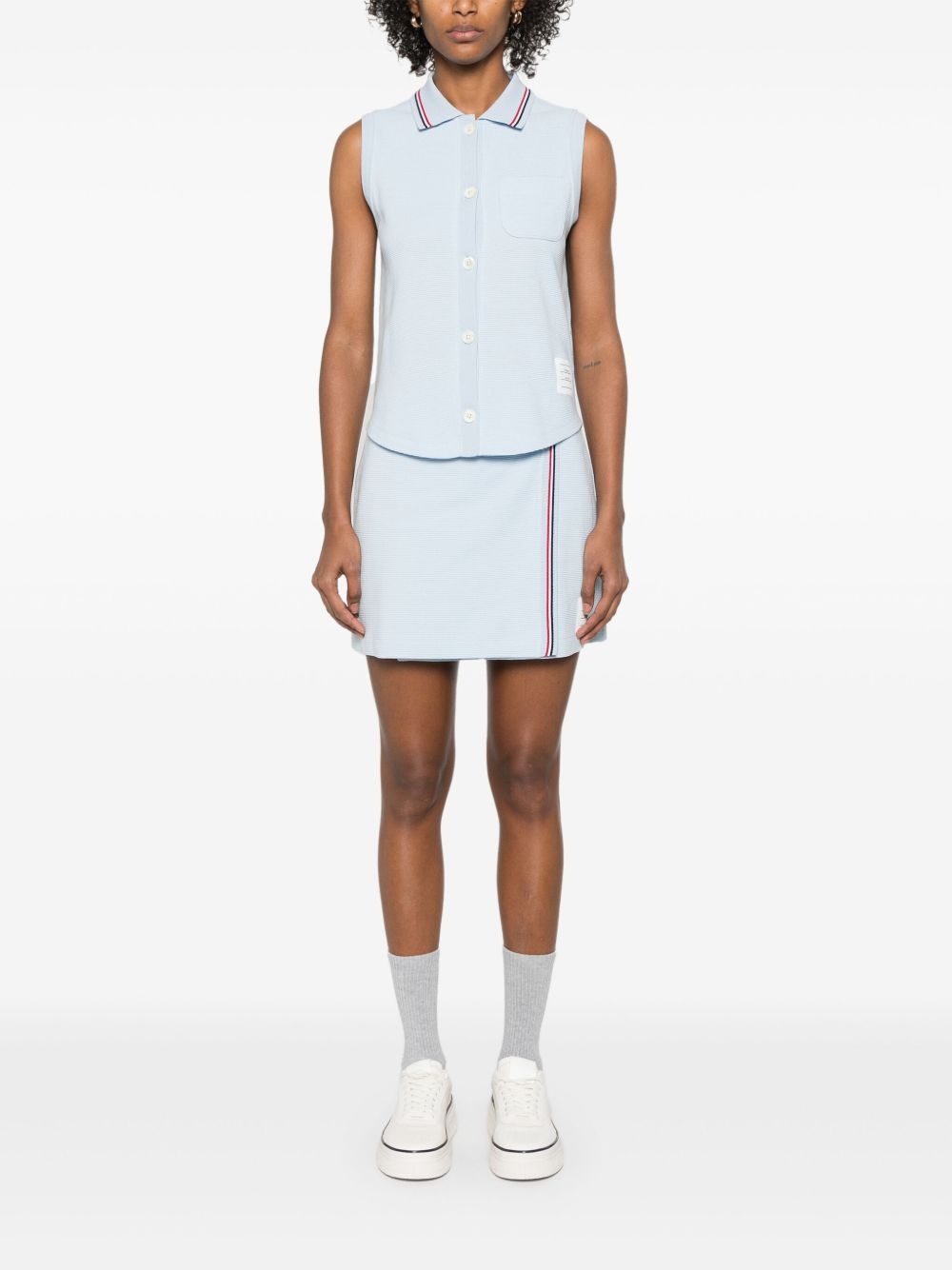 cotton sleeveless polo top - 2