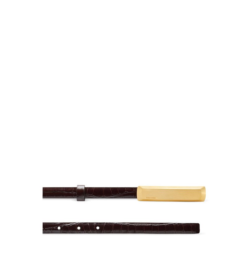 TOM FORD STAMPED CROCODILE LEATHER 15 MM BAR BELT outlook