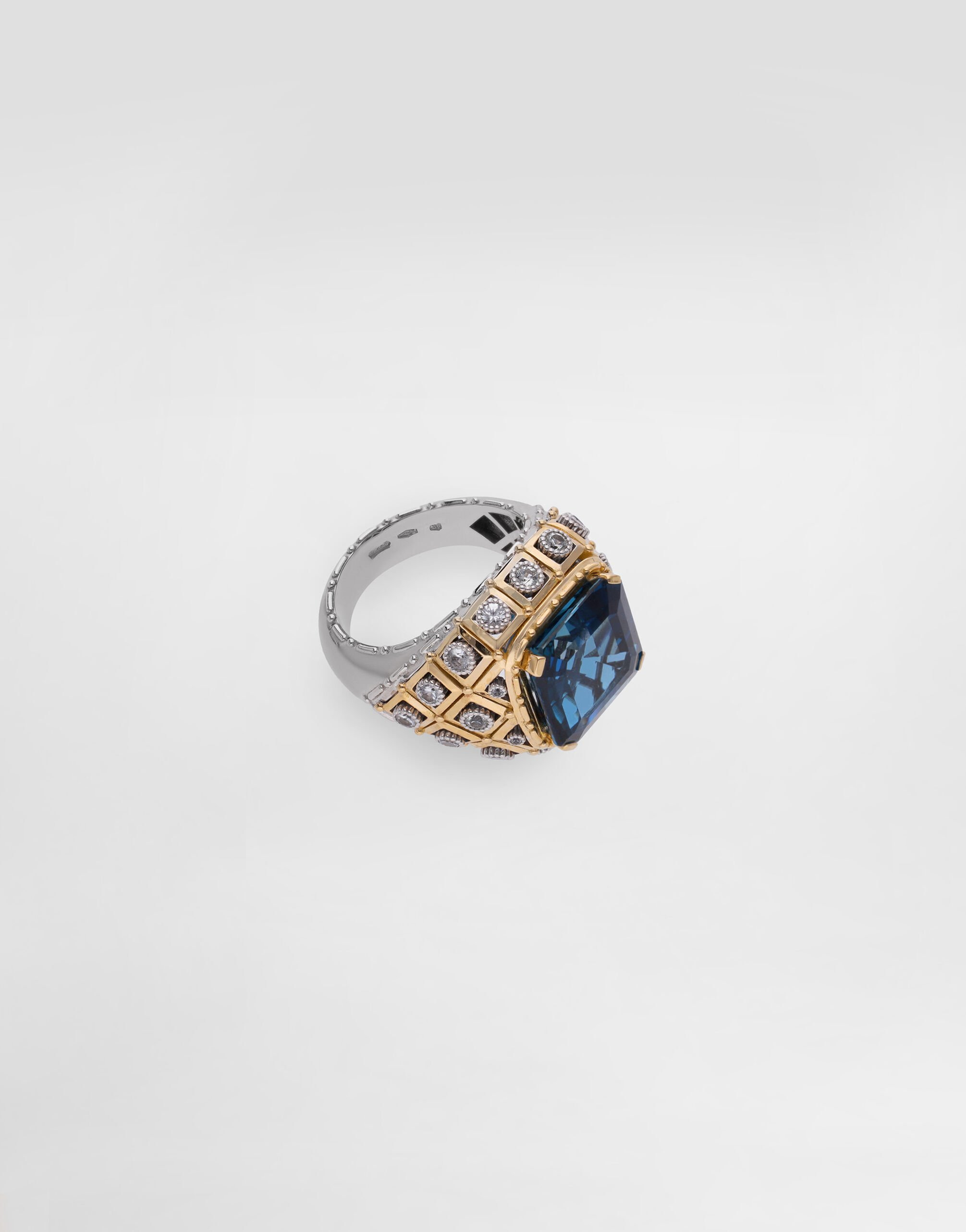 Eleganza Ring 18-carat white and yellow gold, topazes, and sapphires - 3