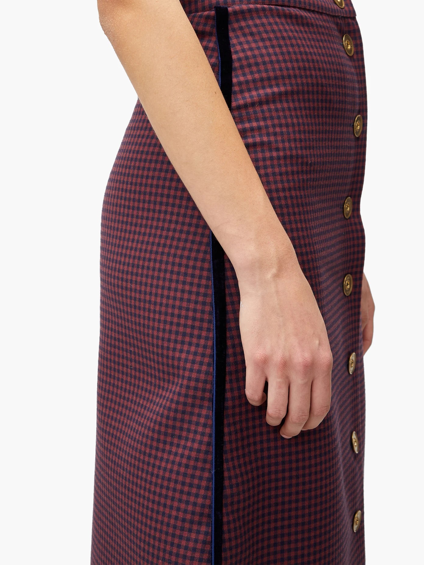 A-line gingham wool midi skirt - 5