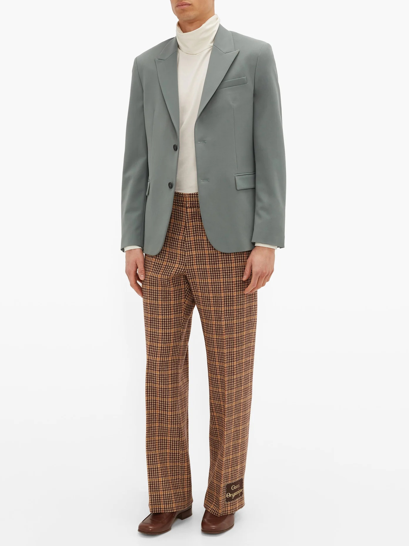 Orgasmique wool-blend houndstooth trousers - 2