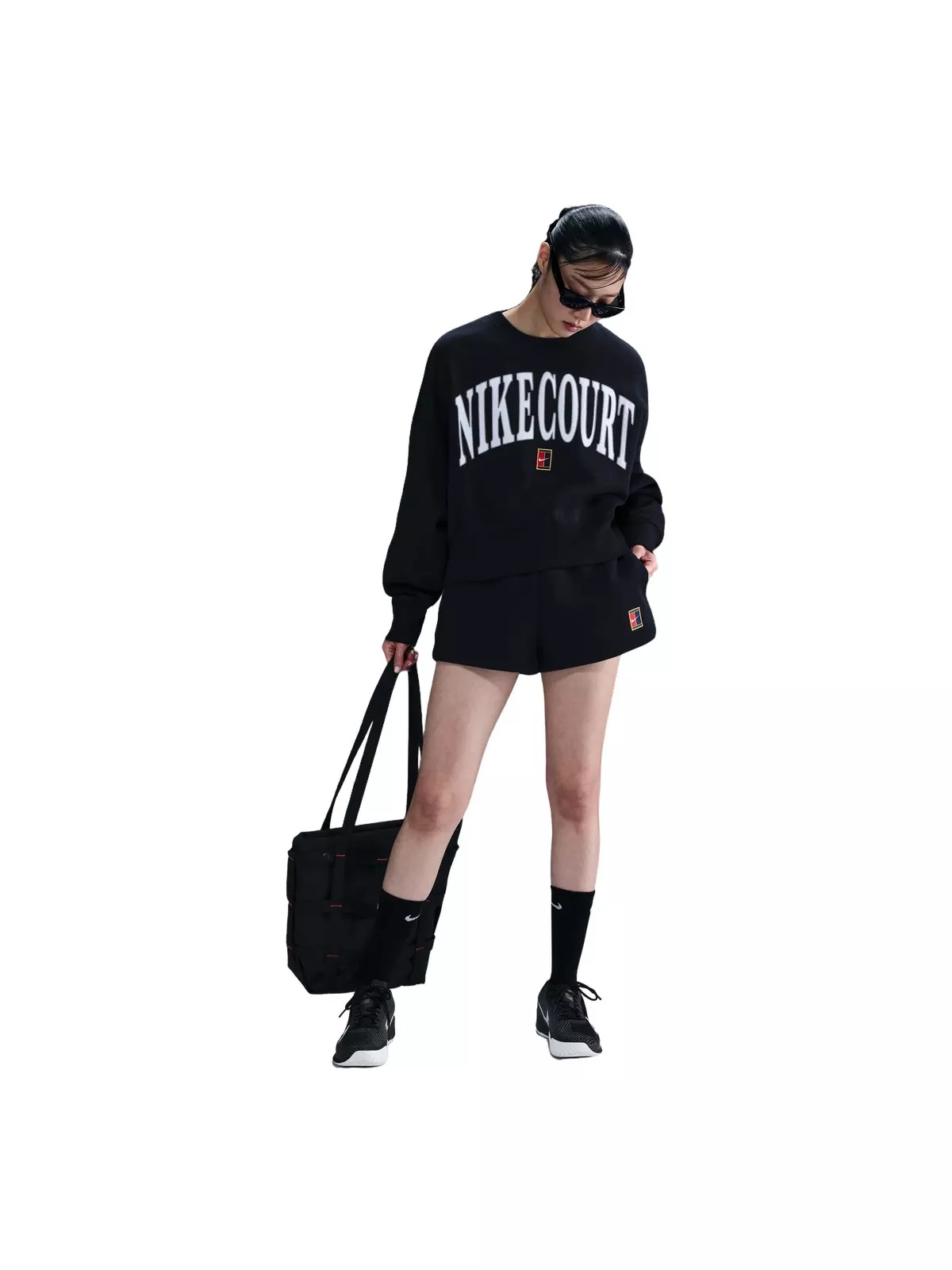 Court Women's Phoenix Fleece High-Waisted Loose Shorts-Black - 3