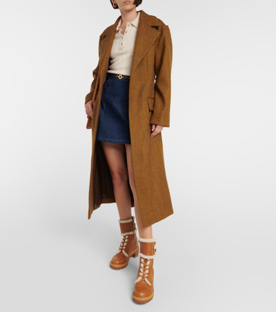 See by Chloé Mallory shearling-trimmed leather ankle boots outlook