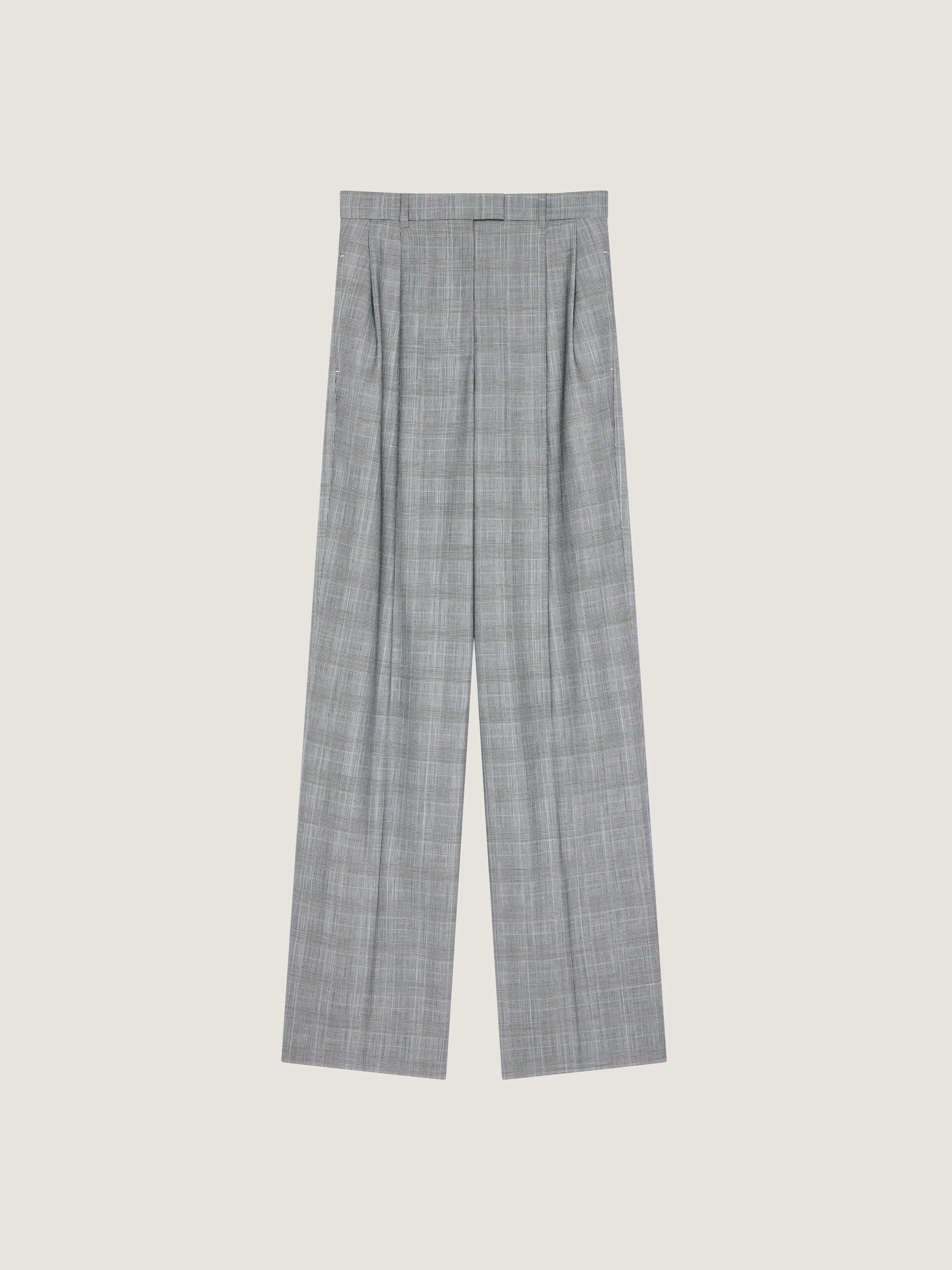 DOUBLE PLEAT CHECKED PANTS IN WOOL - 1