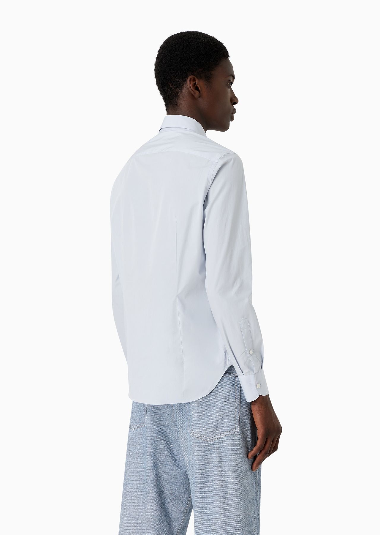 Cotton poplin shirt with embossed EA embroidery - 3