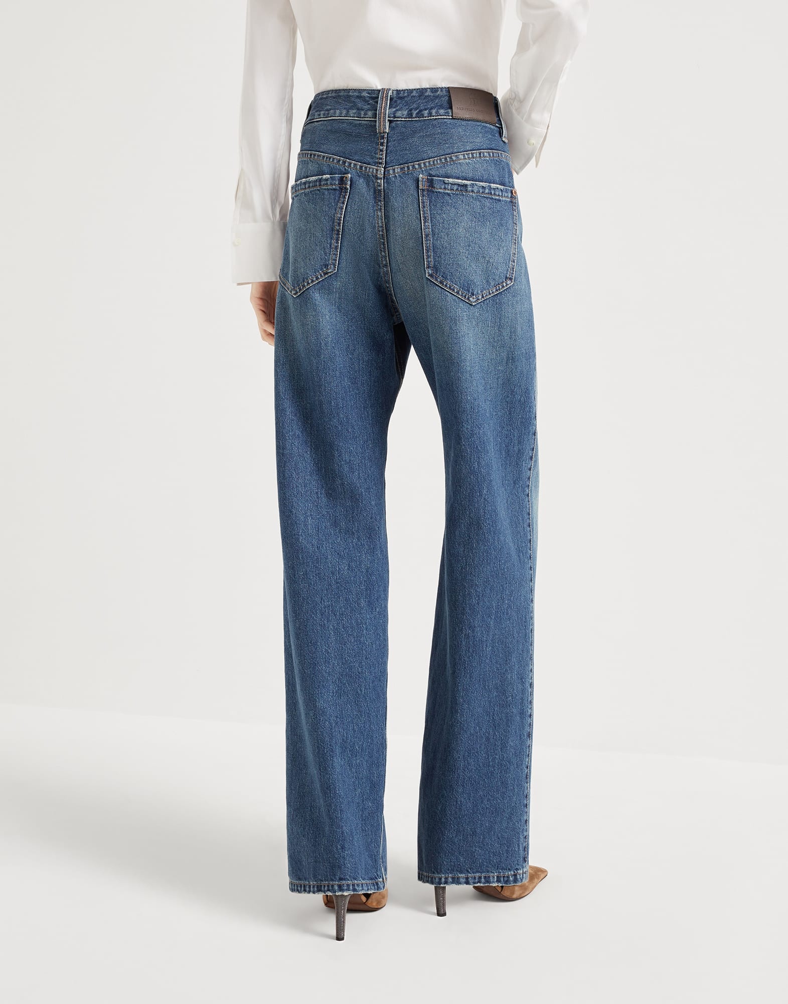 Authentic denim contemporary loose trousers with monili - 2