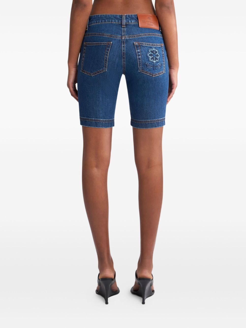 embroidered denim shorts - 4