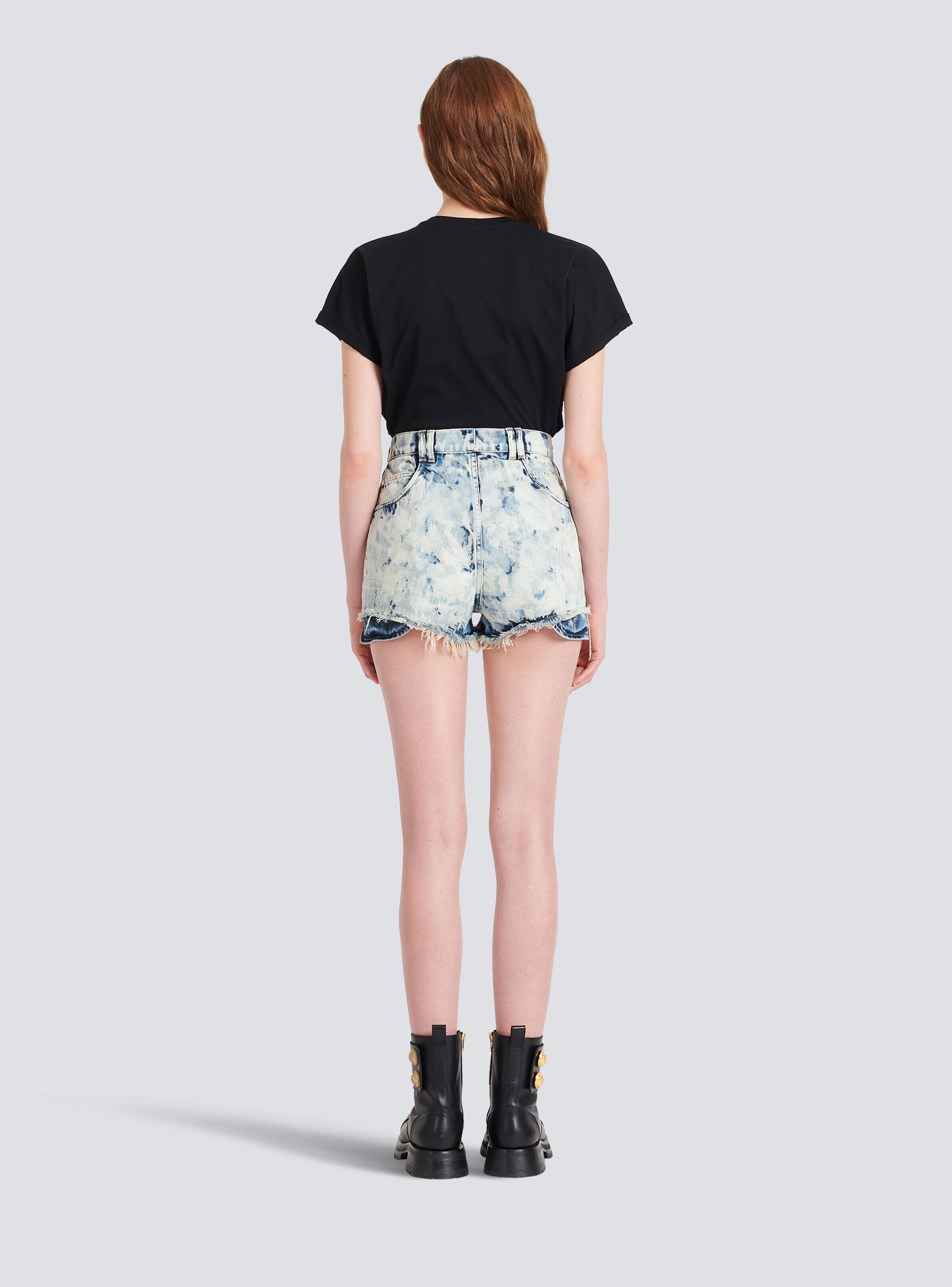 Faded denim reversed shorts - 4